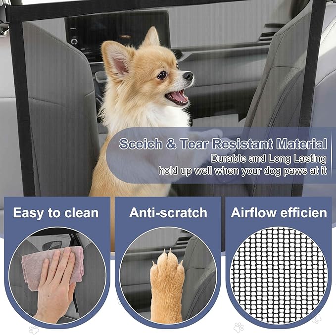 Dog Car Net Barrier, Secure Pet Travel Accessory, Breathable Dog Car Barrier, Ensures Safety During Rides, Black