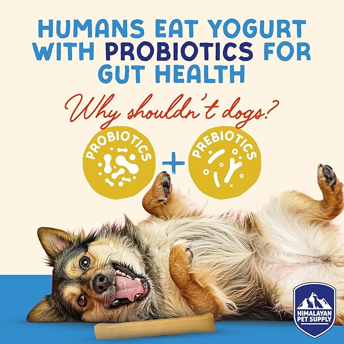 Himalayan Dog Chew Yogurt Sticks, Mixed Flavors, Dog Treats with Prebiotics, Probiotics & Protein, Digestive Support, Lactose & Gluten Free, Natural Dog Treat for All Breeds, Made in America, 4pk