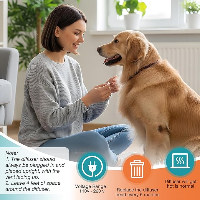 Dog Calming Pheromones Diffuser to Calm Pet Reduce Aggression Fighting Barking Stress 7 in 1 Advanced Kit Appeasing Pheromone Diffuser 3 Plug in+4 Pack 48ml Refill