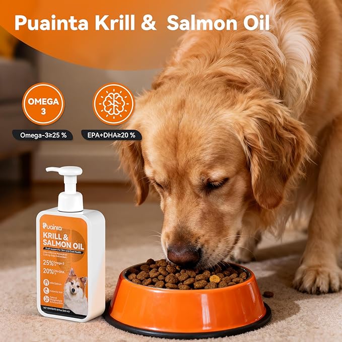 Krill & Salmon Fish Oil for Dogs & Cats – Omega-3 (EPA DHA) Liquid Fish Oil, Wild Icelandic Salmon Oil for Skin & Coat, Itch Support (8 Fl Oz (Pack of 1))