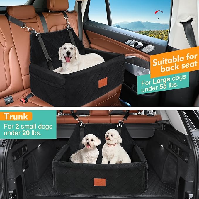 Dog Car Booster Seat for Large & Medium Dogs – Washable, Safe & Comfortable (Up to 55 lbs)