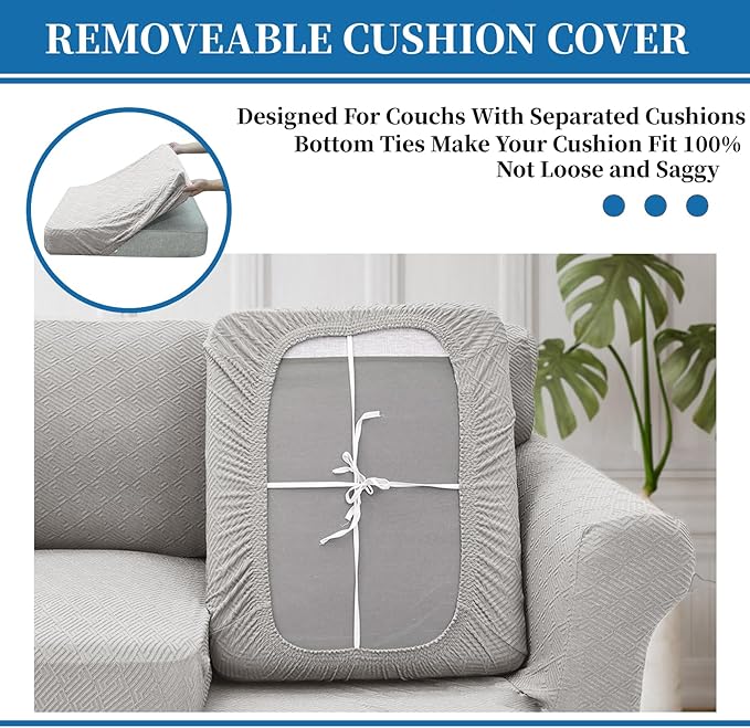 XINEAGE 2025 New 2 Pieces Chair Covers with Arms Super Stretch Chair Slipcover for Living Room Pet Dog Universal Slip Cover Anti Slip Armchair Furniture Protector (Silver Grey), 31"-46"(1 Cushion)