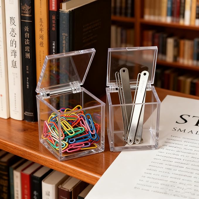 KissYou Acrylic Box 2 Packs Plastic Display Box with Lid Small Multipurpose Storage Box for Keepsakes, Jewelry,Candy Acrylic Square Cube