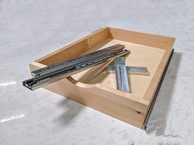 Elysian 23" Kitchen Cabinet Pull Out for 27" Cupboard, Solid Wood Build, 21" Deep Low Profile Tray, Full Extension Runners, Spacers Included for Perfect Fit