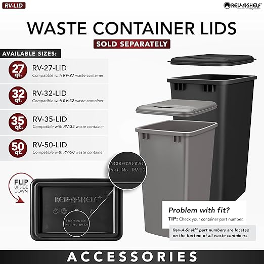Rev-A-Shelf Double Pullout Trash Can for Base Kitchen Cabinets 27 qt. 12.5 Gallon with Soft-Close Slides, Orion Gray, 53WC-1527SCDM-213