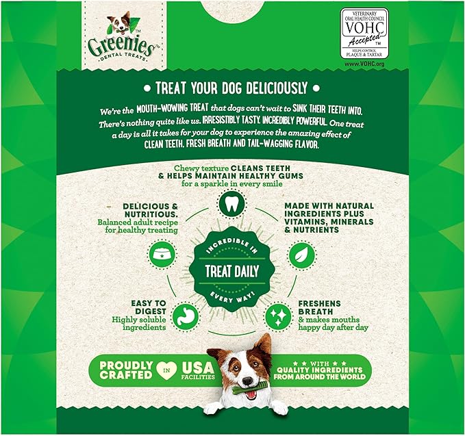 Greenies Veterinarian-Recommended Natural Dental Dog Treats Regular Size, Original Flavor, 36 oz. Pack, 130 Count
