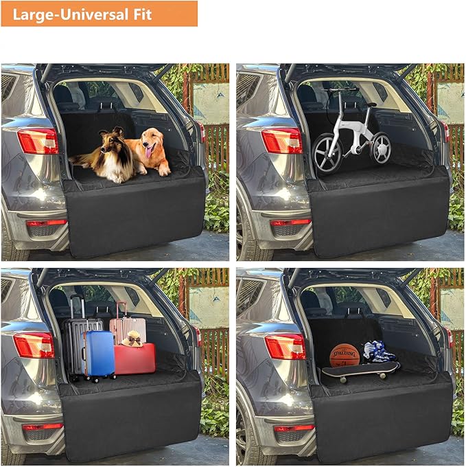 SUV Cargo Liner for Dogs - Quilted Waterproof Trunk Seat Cover with Bumper Flap Protector - Universal Fit for Large Size Cars, Jeeps, Trucks, Sedans, and Vans Washable