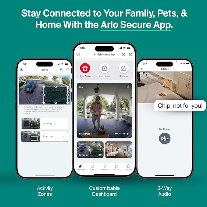 Arlo Essential Security Camera 2K (2025 Release) + 6 Months of Secure Plus Plan - Continuous Wired Plug-in Power Outdoor Camera, Person Recognition, Package Detection, Animated Preview, 1 Cam, Black