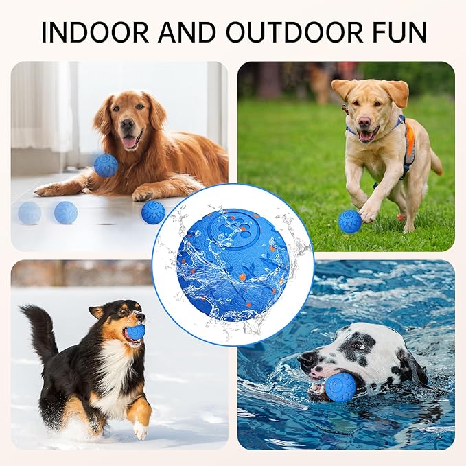 Interactive Dog Toys Dog Ball, Durable Motion Pet Toys for/Small/Medium/Large Dogs, Birthday Gifts, Automatic Moving, Bouncing and Rotating, E-TPU Material, IP54 Waterproof (Blue)