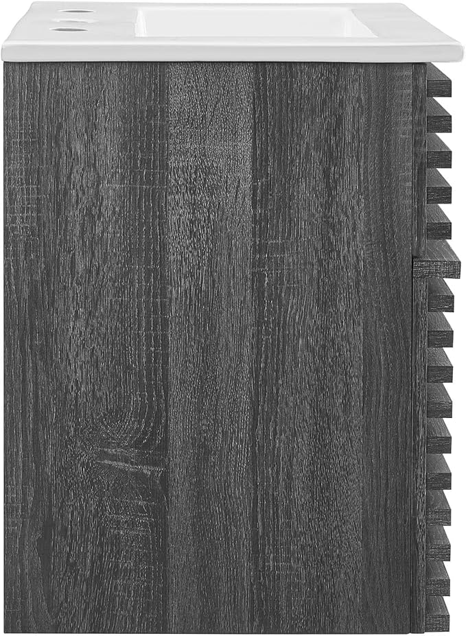 Modway Render 18" Wall-Mount Bathroom Vanity in Charcoal White