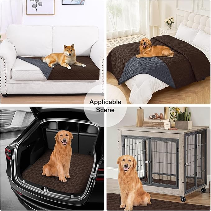 Smiry Waterproof Dog Blanket, 30x53 Inch Soft Pet Bed Cover Reversible, Washable Sofa Couch Furniture Protector for Small Medium Large Dog Puppy Cat, Geometric, Chocolate/Dark Grey