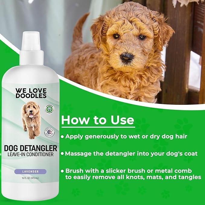 We Love Doodles Dog Shampoo & Dog Detangler Spray Pack - Pet Shampoo & Conditioner for Dogs, Doodle Detangler Spray, Cleans & Moisturizes, Reduces Tangles & Mats, Lavender, Total 32 oz