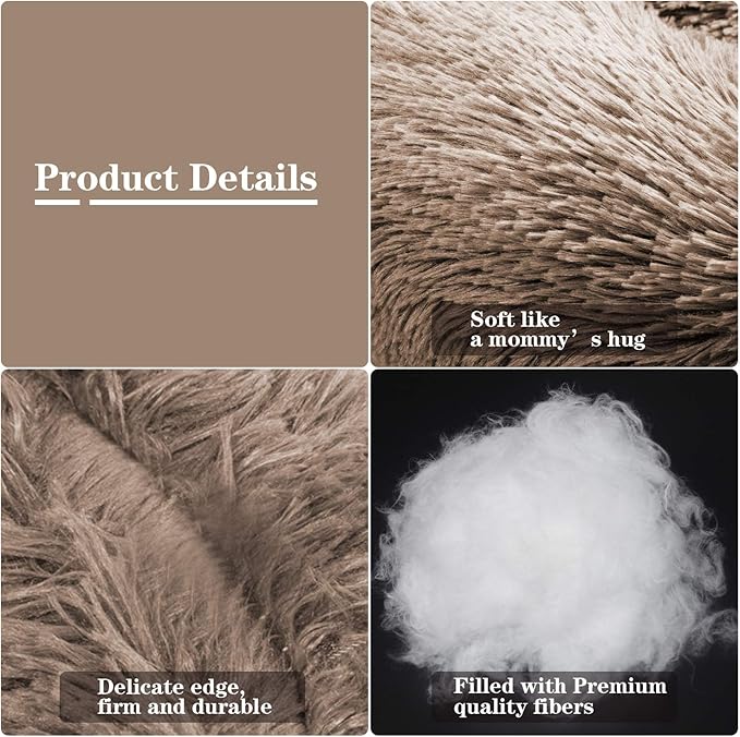 MFOX Calming Dog Bed (S/M/L/XL) for Medium and Large Dogs Comfortable Pet Bed Faux Fur Donut Cuddler Up to 15/30/50/90lbs