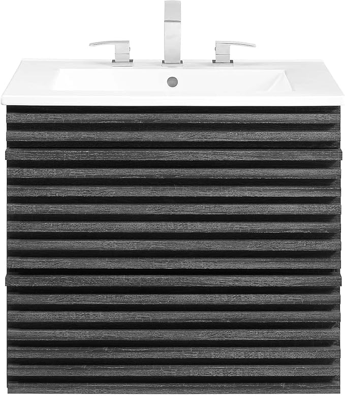 Modway Render 24" Wall-Mount Bathroom Vanity in Charcoal White