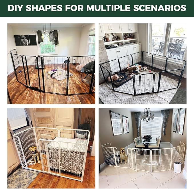 FXW Homeplus Unleashed Indoor Dog Playpen - Stress-Free and Safe Play, Heavy Duty 40 Inch 8 Panels Dog Pen for Medium and Large Dogs, Black│Patented