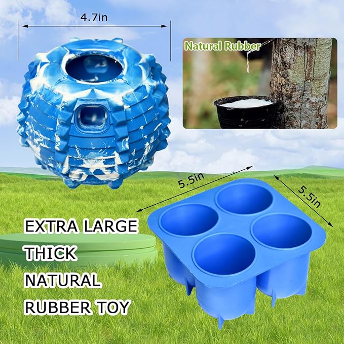 XHX Long-Lasting Interactive Dog Toy to Keep Your Pup Distracted - Safe for Dogs - Low-Mess Design - Dog Toys for XL Dogs 75 lbs and Up(Large, Blue and White)