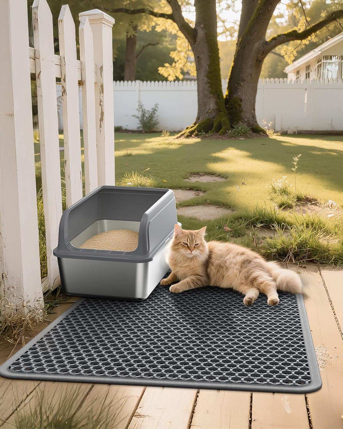 Large Cat Litter Mat 46"x35" – Waterproof, Non-Slip & Easy to Clean