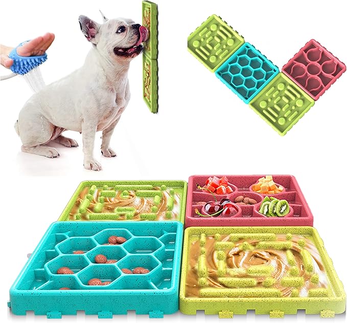 Any Pet Slow Feeding Mat - Tray, Slow Feeder Dog Bowls, Anxiety Relief Feeding Mat with Suction