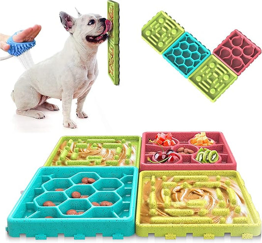 Any Pet Slow Feeding Mat - Tray, Slow Feeder Dog Bowls, Anxiety Relief Feeding Mat with Suction