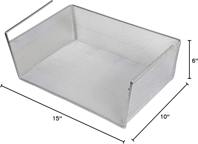 YBM Home Under Shelf Basket (12-Pack) Mesh Stainless Steel Storage Under Cabinet Hanging Basket Rack Maximize Space in Cabinets, Pantry Room, Bathroom, Laundry Room, and More, 1131