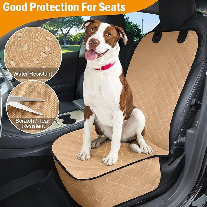 Dog Car Seat Covers Waterproof, Scratch-Proof Pet Front Cover for Cars, Nonslip Pet Passenger Seat Cover Protector, Universal Fit for Cars Trucks SUVs, Large, Grey
