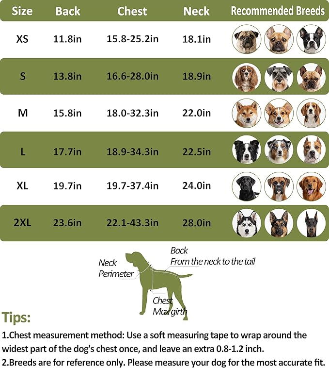 Puffer Dog Winter Coat for Rain and Snow, Water-Repellent and Windproof Jacket Keeps Dogs Warm and Dry, High Collar and Harness Opening Design, Ideal Dog Stocking Stuffer (Green, X-Small)