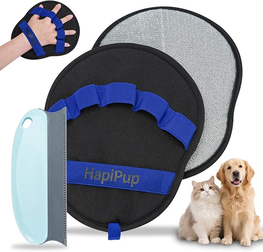 Pet Hair Removal Glove, Magic Brush Electrostatic Mitt for Dogs & Cats, Reusable Grooming Gloves - Dog Hair Remover Tool with 5-Finger Design for Couch, Carpet, Clothing & Car Seat(Blue)