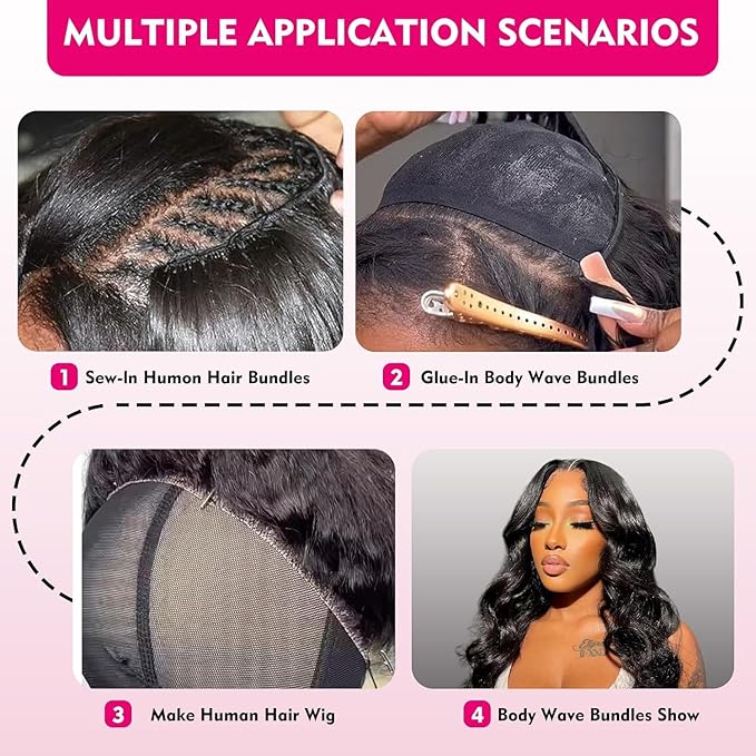 12A Human Hair Bundles Body Wave Bundles Human Hair 3 Bundles 20 22 24 Inch 100% Unprocessed Brazilian Virgin Hair 100g/Bundle Real Human Hair Extensions Natural Black