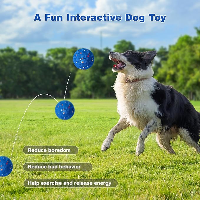 Interactive Dog Toys, Smart Interactive Dog Ball with E-TPU Silent Foam Material, Automatic Moving Pet Ball for Medium and Large Dogs, Type-C Rechargeable Vibrating Dog Toy to Keep Them Busy