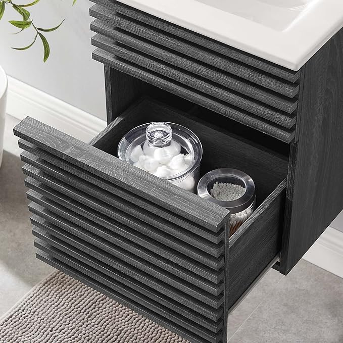 Modway Render 18" Wall-Mount Bathroom Vanity in Charcoal White