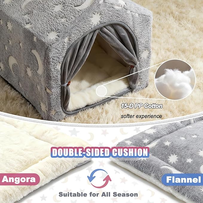 Indoor Dog House, Night-Luminous Star Dog Tent with Frame, Washable Dog Cave Bed, Suitable for 8-20 lb Puppy and Cat