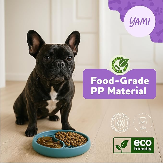 YAMI Dog Lick Bowl, Lick Mat for Dogs, Wet Food Cat Slow Feeder, Freeze Bowl, Enrichment & Puzzle Toy for Anxiety Relief, Food-Grade Silicone, Suction Cups, Dishwasher Fit, for All Breed (Dark Teal)