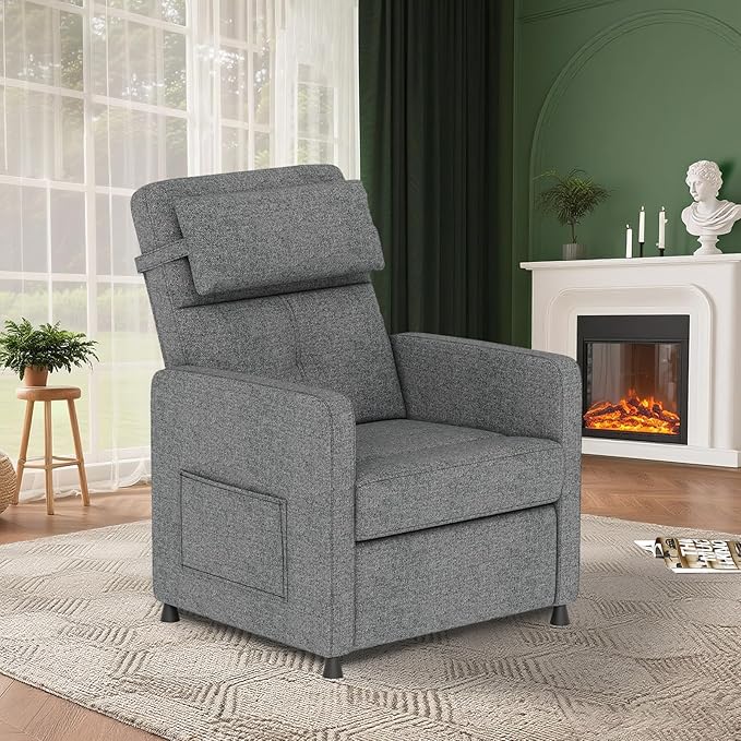 GarveeHome Electric Recliner Chair Living Room Chair Adjustable Power Recliner with Massage & Heat & Lumbar Support & Side Pockets & USB Port(Gray)