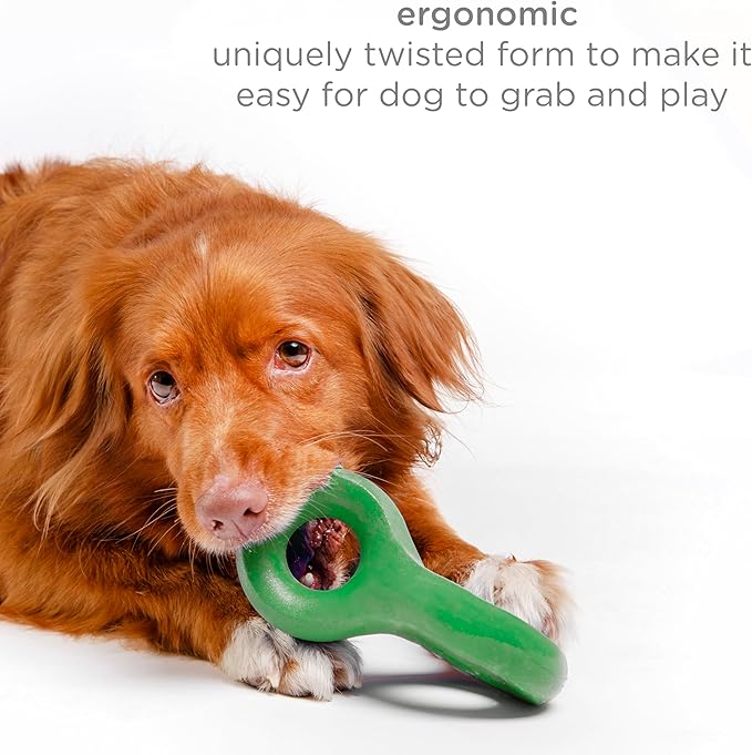 Ubbi Chomp Dog Chew Toy for Medium to Large Dogs, Durable Natural Rubber Interactive Bouncing Toy for Aggressive Chewers, Dishwasher Safe, Green