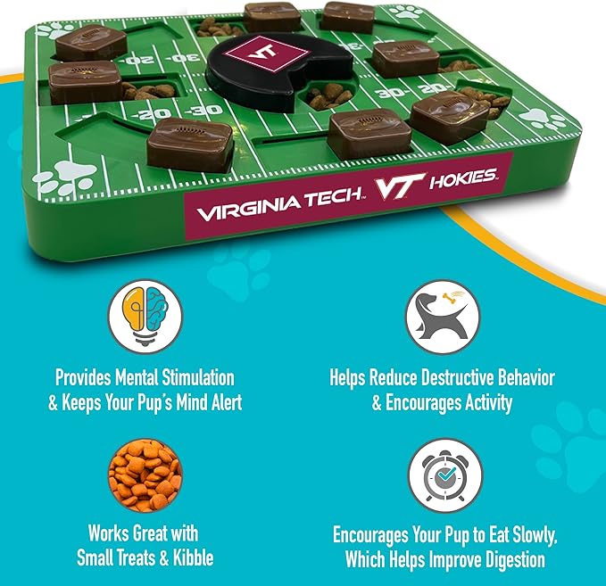 Pets First NCAA Virginia TECH Hokies Puzzle Toy, Puzzle Treat Dog Toy, Interactive Dog Treat Toy, Dog Puzzle Feeding Slow Toy