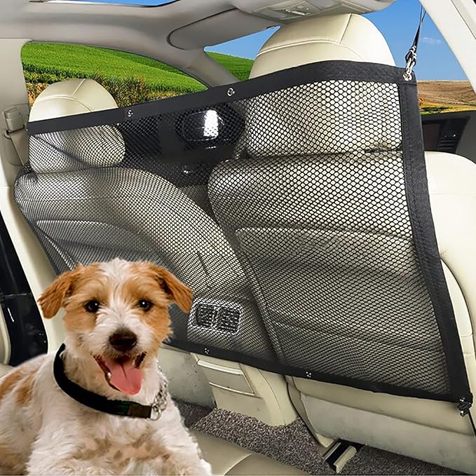 Dog Car Barrier Pet Car Divider Net with Adjusting Rope and Hook Multifunctional car Dog guardrail Used for SUV Car Truck