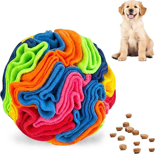 ABULL 5.9" Snuffle Ball for Dogs - Interactive Dog Puzzle Toy & Slow Feeder, Relieves Boredom & Exercises Sniffing by Sparking Foraging Instincts, Machine Washable for All Breeds (Rainbow, Medium)