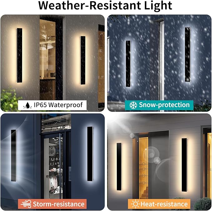 Mikeru 31.4inch Outdoor Wall Light Fixtures, 3000k Exterior Wall Sconces, Acrylic Invisible Exterior Wall Light for Porch Modern Outdoor Wall Mount Lighting for House Porch Patio Garage