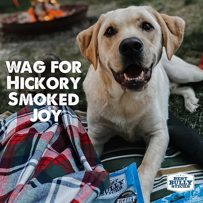 Best Bully Sticks Hickory Smoked 6 Inch Bully Sticks - 15 Count (Pack of 1) - Natural, No Additives, Grass-Fed, Grain-Free