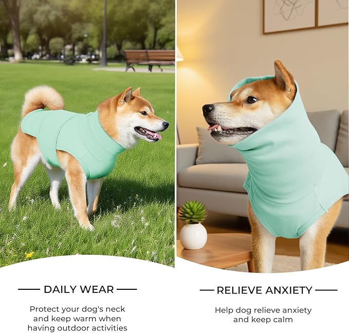 Dog Anxiety Calming Vest Adjustable Turtleneck Thunder Shirt Jacket for Fireworks, Separation, Vet Visits, Pet Hoodie for Large Medium Dogs