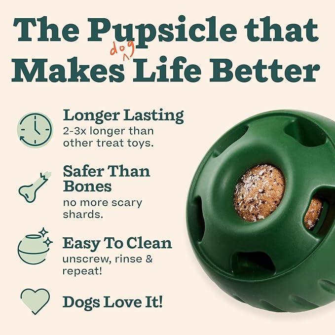 WOOF Pupsicle and Treat Tray - Long-Lasting Interactive Dog Ball Toy and Silicone Dog Treat Mold - Keep Your Pup Busy - Easy to Clean - Dog Toys for Small Dogs 10-25 lbs
