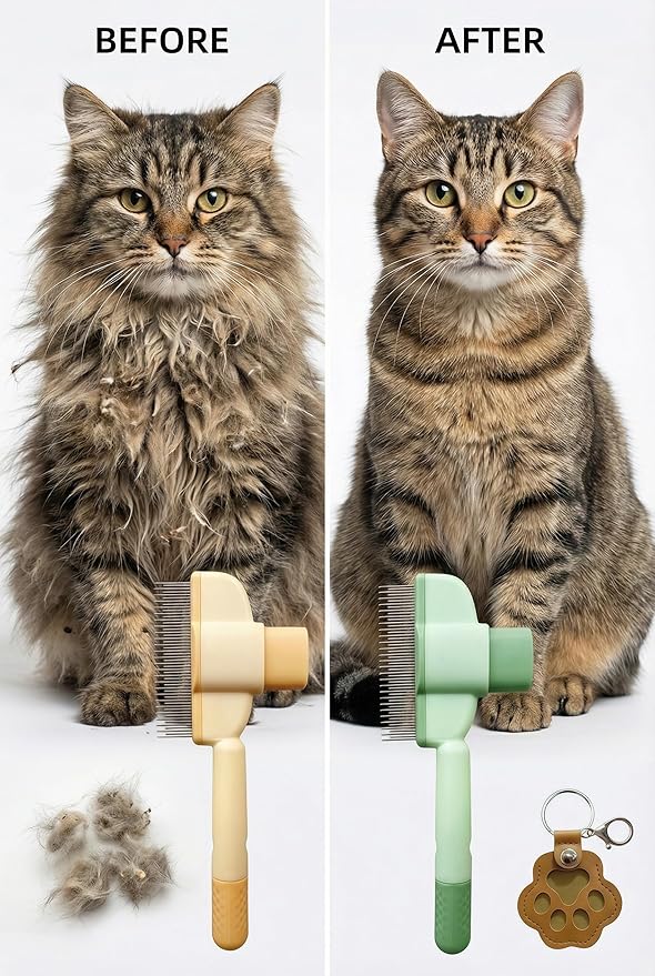 Pet Brush Set of 2 for Dogs & Cats – Stainless Steel Bristles, Durable ABS Handle – Yellow & Green – For Short & Long Hair