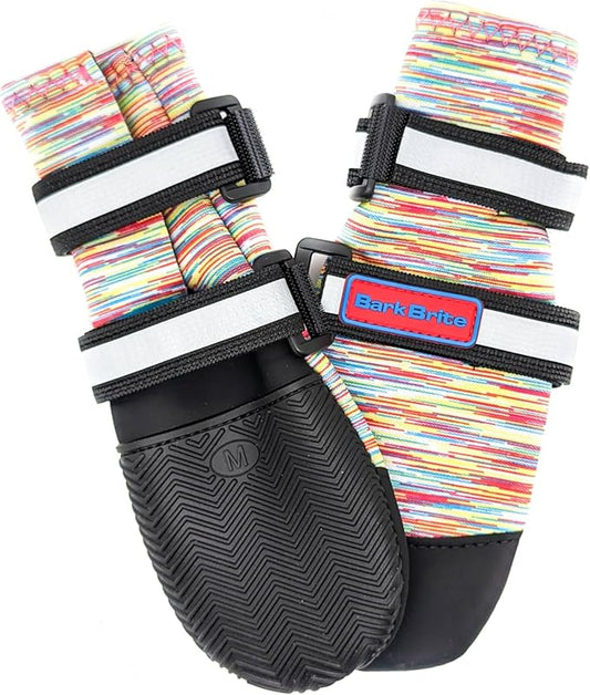 All Weather Neoprene Paw Protector Dog Boots with Reflective Straps in 5 Sizes! (Multicolor Medium)