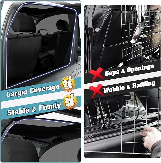 Mixsuper Dog Car Barrier, 52.4" Wide, Car Divider for Midsized Pickup, Midsized SUV and Car, One-Piece Escape-Proof Back Seat Mesh Dog Car Net Barrier Black