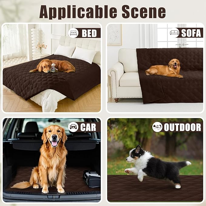 Smiry Waterproof Dog Bed Cover Blanket 40x80, Soft Reversible Pet Blanket, Washable Leakproof Cats Dogs Couch Cover for Sofa, Couch, Furniture, Lattice, Chocolate/Chocolate
