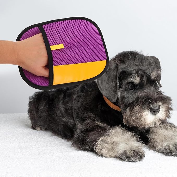 FRCOLOR 3pcs Pet Hair Removal Gloves Set Electrostatic Cat Grooming Mitts and Dog Hair Remover Gloves for Shedding Control and Cleaning Reusable for Home and Travel