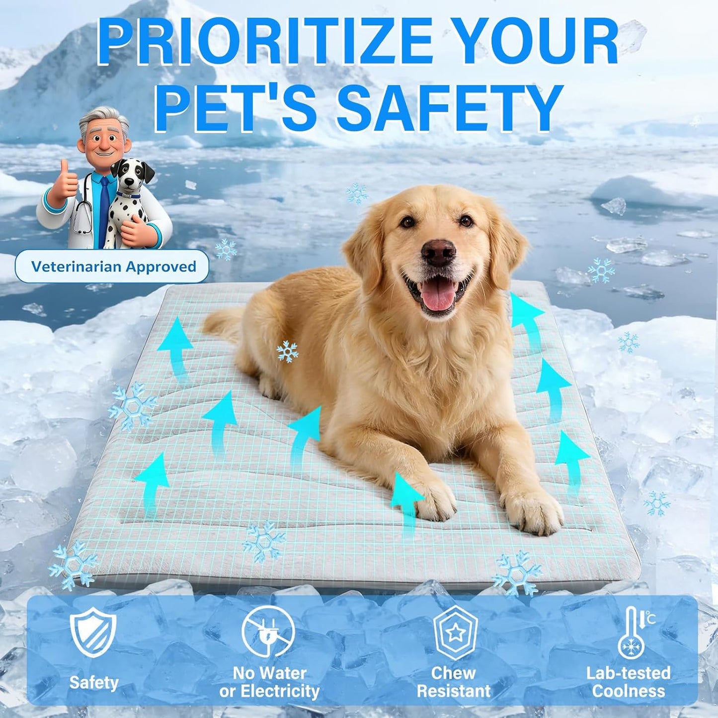 Dog Cooling Mat, 36"x23" Reversible Cooling Pad for Dogs Cats, Pressure Activated Pet Cooling Mat Indoor Outdoor, Scratch-Resistant & Machine Washable, Summer Dog Blanket, Grey