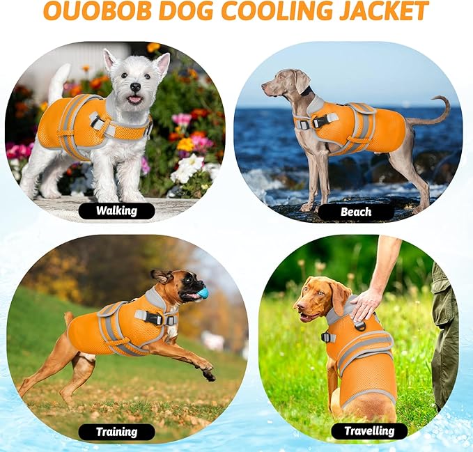 Dog Cooling Vest for Large Dogs,Lightweight Cooling Dog Jacket,Breathable Mesh Dogs Shirt Harness Vest with Adjustable Straps Reflective Stripe for Hot Weather with D-Ring for Beach,Hiking,L