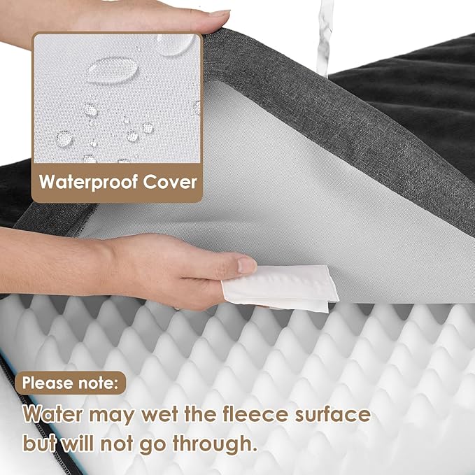 EHEYCIGA Memory Foam Dog Bed Orthopedic 30"x20"，Waterproof Pet Bed for Medium Dogs ，Washable Pet Mat with Removable Cover, Dark Grey