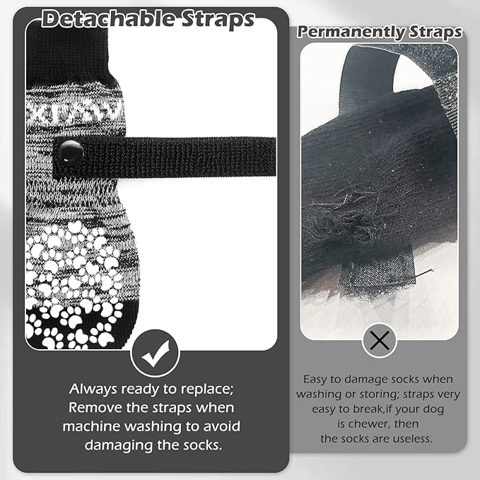 EXPAWLORER 6Pcs Anti-Slip Dog Socks to Prevent Licking Paws,Dog Shoes for Hot/Cold Pavement,Best Paw Protector Traction Control on Hardwood Floor,Dog Booties for Puppy Small Medium Large Senior Dogs